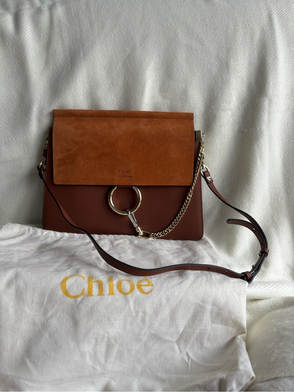 Chloé Shoulder Bag in Tan and Camel with Gold Hardware